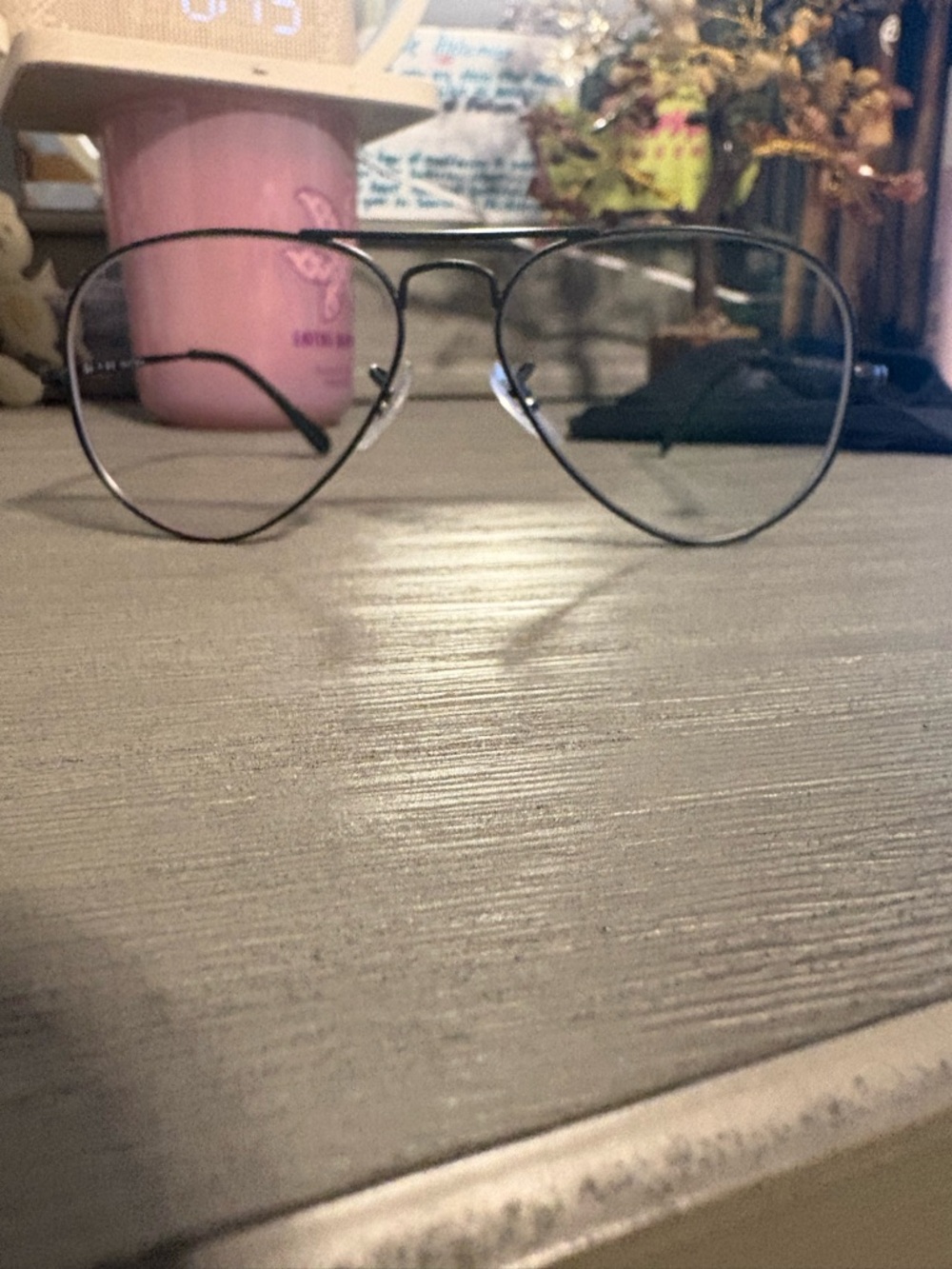 Ray-Ban Black Metal Aviator Glasses